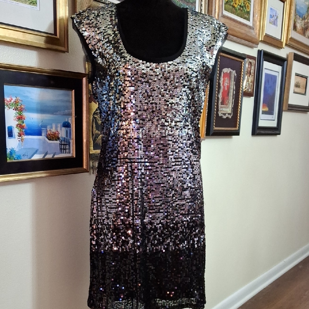 Glamorous Black and Silver Sequin Mini Dress